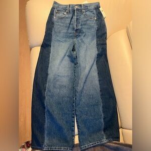 Anthropologie Two-Tone Blue Flare Jeans